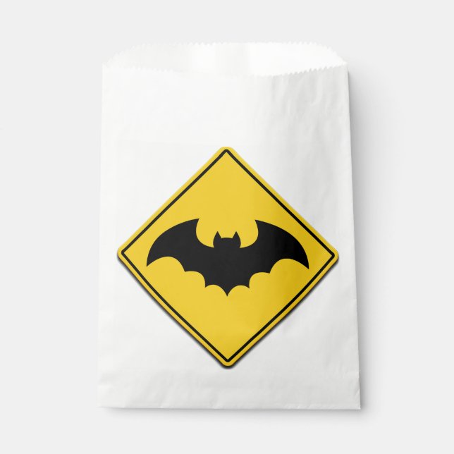 Bolsa De Papel Halloween con advertencia de murciélago de vampiro (Anverso)
