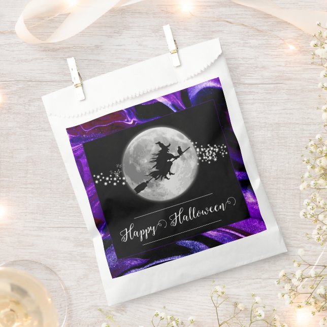 Bolsa De Papel Halloween con silueta morada (Cortado)