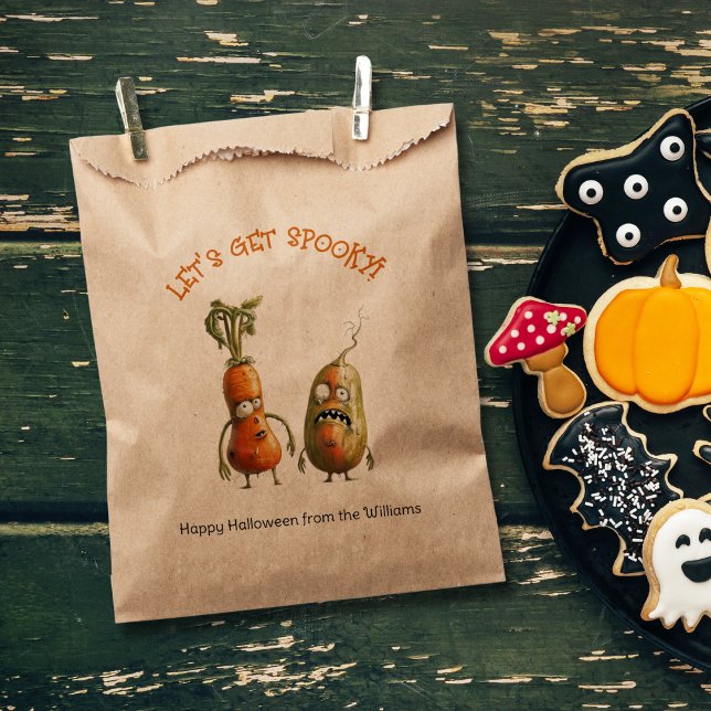 Bolsa De Papel Halloween con verduras zombis divertidas (Subido por el creador)