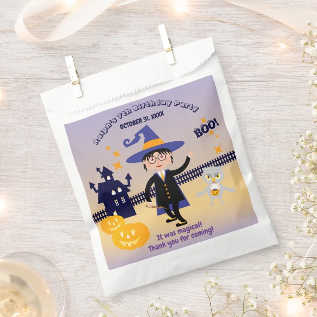 Bolsa De Papel Halloween Costume Boy Wizard Fiesta de cumpleaños (Cortado)