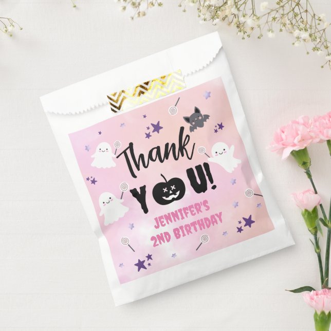 Bolsa De Papel Halloween Cumpleaños fiesta Chica Rosa Cute Spooky (Sellado)