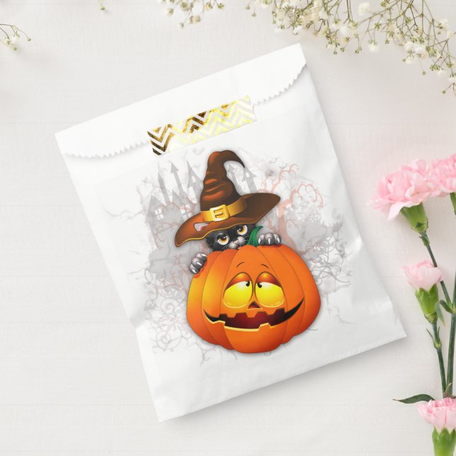 Bolsa De Papel Halloween Curte Kitty Witch and Pumpkin Friend (Sellado)