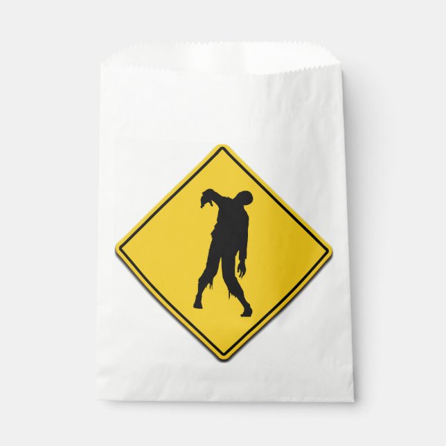Bolsa De Papel Halloween de advertencia zombi (Anverso)