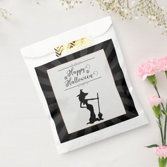 Bolsa De Papel Halloween de bruja de Starburst Negro (Sellado)