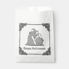 Bolsa De Papel Halloween de Brujas y Calderones Plateados
