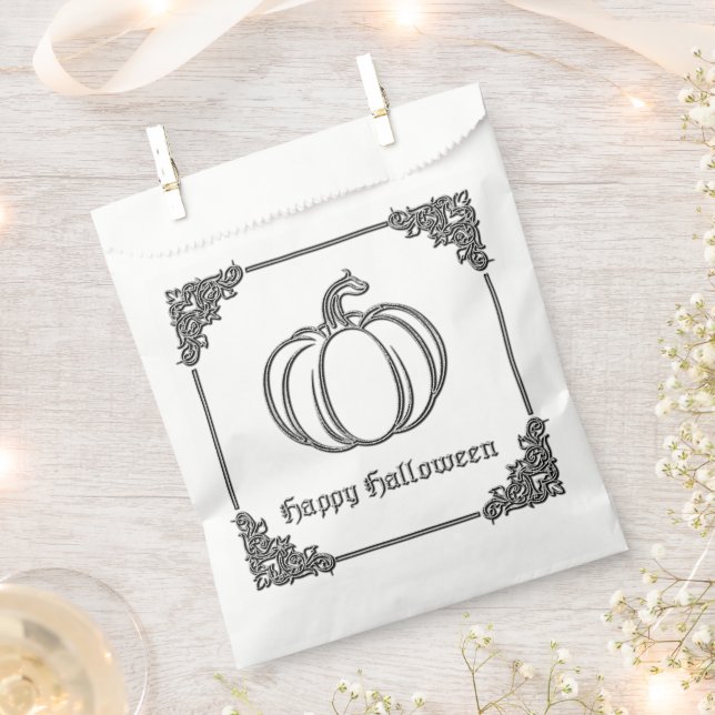Bolsa De Papel Halloween de calabaza de plata (Cortado)