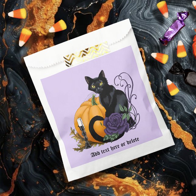 Bolsa De Papel Halloween de calabaza de Rosa morado de gato negro (Subido por el creador)