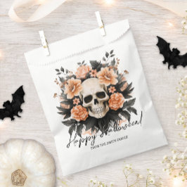 Bolsa De Papel Halloween de cráneo floral vintage personalizado