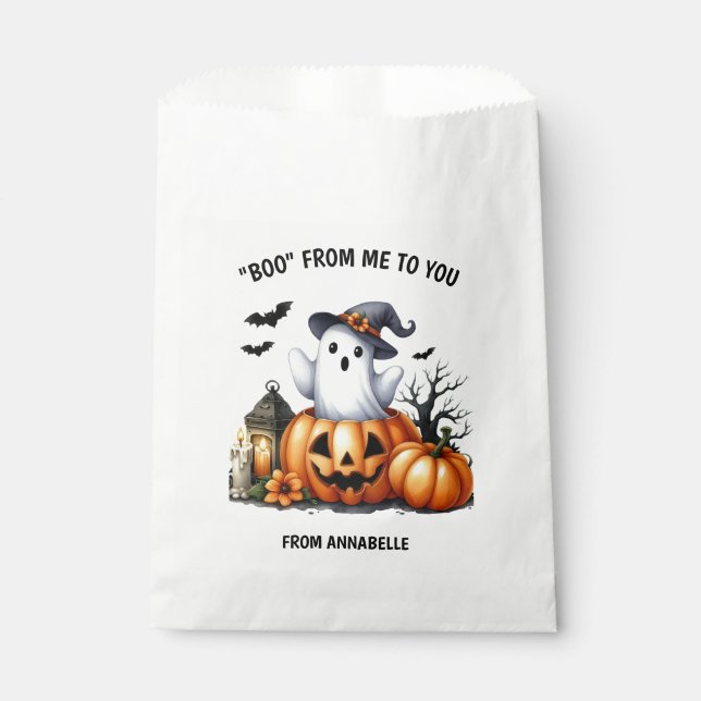 Bolsa De Papel Halloween de la calabaza fantasma (Anverso)
