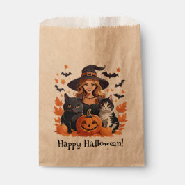 Bolsa De Papel Halloween de los gatos salvajes y calabazas