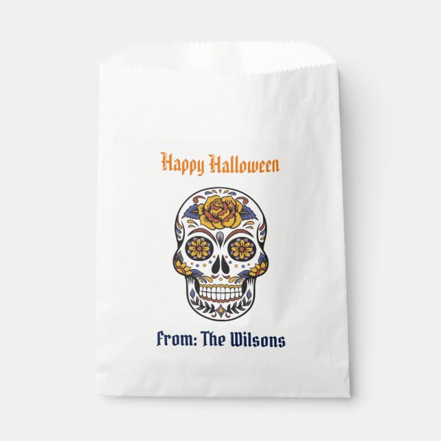 Bolsa De Papel Halloween del Día de la Calavera Azúcar Personaliz (Anverso)