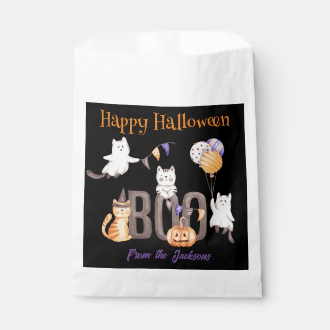 Bolsa De Papel Halloween feliz personalizado | KITTENS Y BOO (Anverso)
