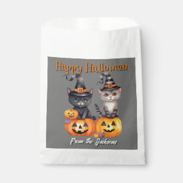 Bolsa De Papel Halloween feliz personalizado | KITTENS Y PUMPKINS
