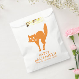 Bolsa De Papel Halloween gato negro naranja personalizado blanco