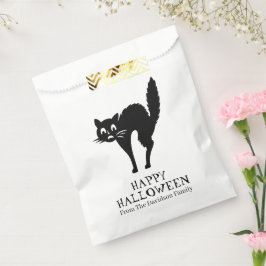 Bolsa De Papel Halloween gato negro personalizado blanco y negro