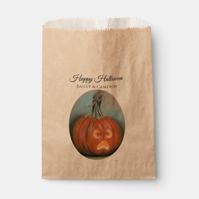 Bolsa De Papel Halloween gritando Jack O Lantern Pumpkin Pastel (Anverso)