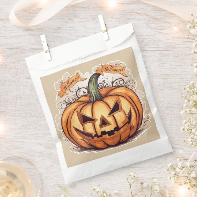 Bolsa De Papel Halloween: Großer Kürbis -  (Cortado)