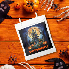 Bolsa De Papel Halloween Haunted House con Pumpkins Fiesta