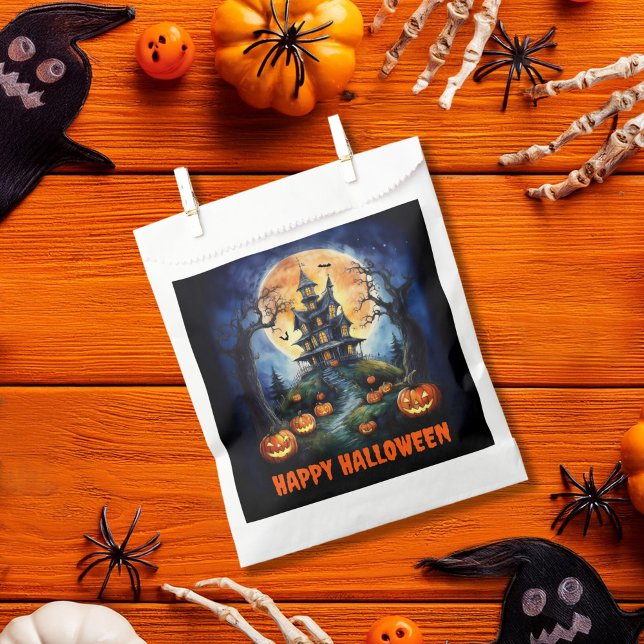Bolsa De Papel Halloween Haunted House con Pumpkins Fiesta (Subido por el creador)