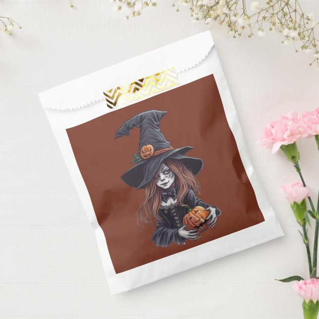 Bolsa De Papel Halloween-Hexe mit Kürbis -  (Sellado)