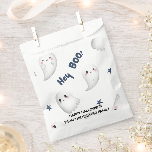 Bolsa De Papel Halloween Hey Boo | Moderno Candy Elegante (Cortado)