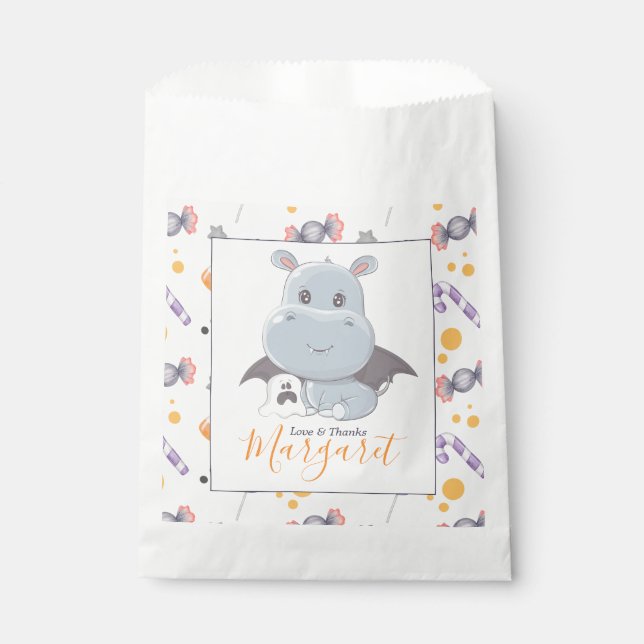 Bolsa De Papel Halloween Hippotamus Little Boo Baby Shower (Anverso)