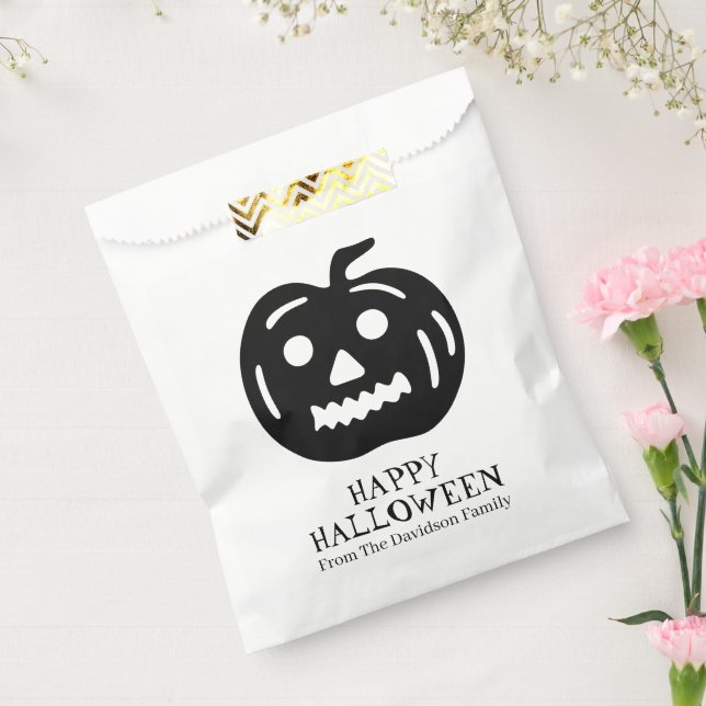 Bolsa De Papel Halloween jack blanco negro o personalizado linter (Sellado)