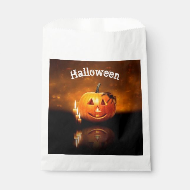 Bolsa De Papel Halloween Jack-o-lantern con Spider (Anverso)