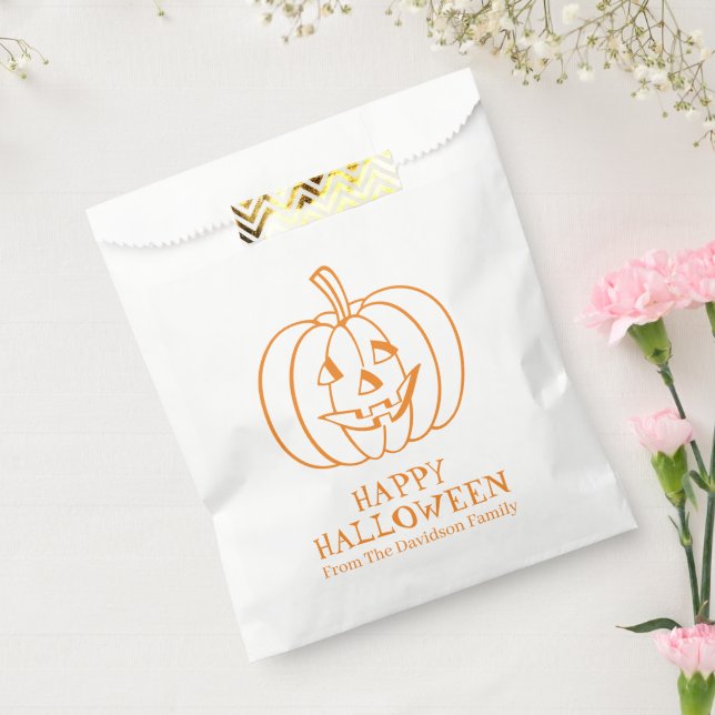 Bolsa De Papel Halloween jack o lantern naranja personalizado bla (Sellado)