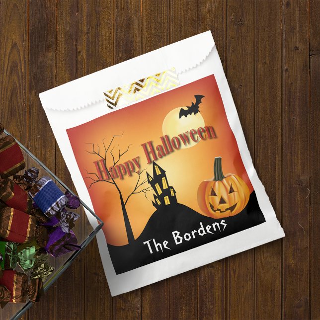Bolsa De Papel Halloween Jack O' Lantern y la casa embrujada (Subido por el creador)
