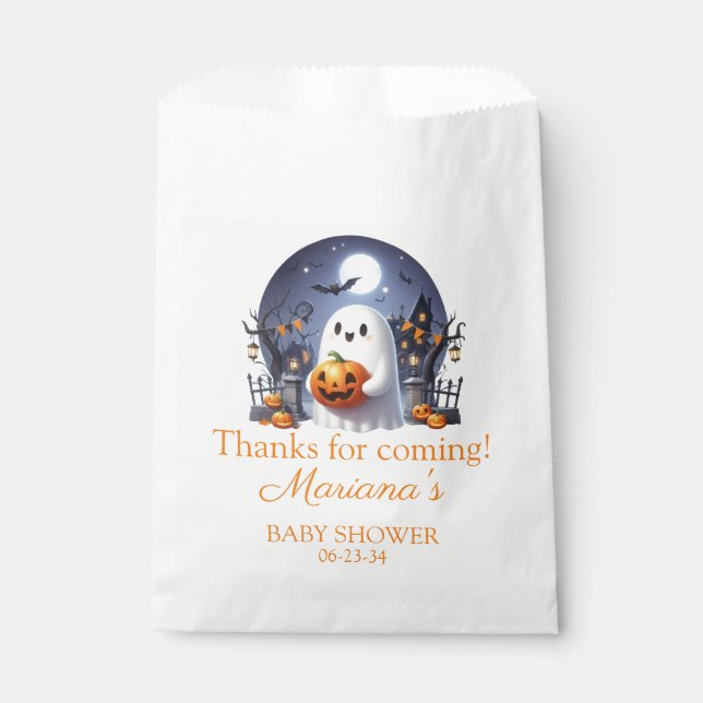Bolsa De Papel Halloween Little Boo Ghost Baby Shower (Anverso)