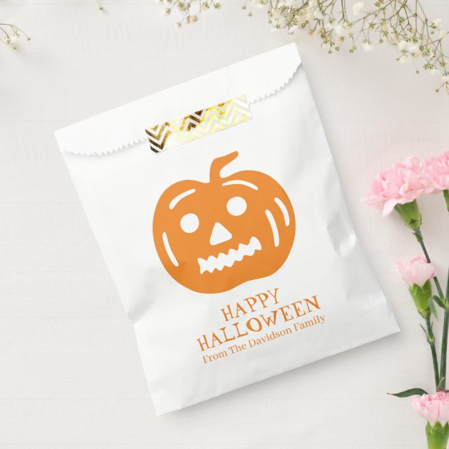 Bolsa De Papel Halloween naranja jack blanco o personalizado lint (Sellado)