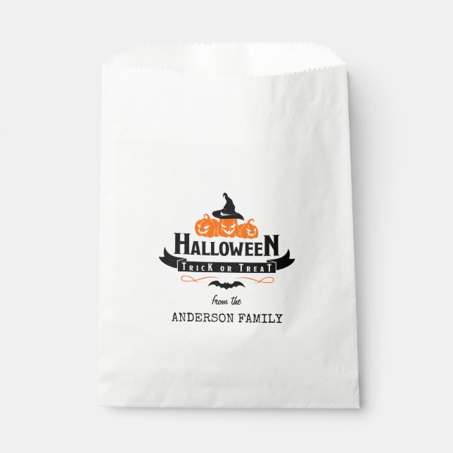 Bolsa De Papel Halloween Nombre personalizado Truco o Calabaza de (Anverso)