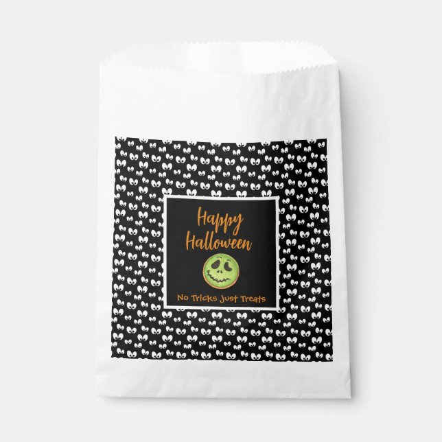 Bolsa De Papel Halloween ojos espeluznantes galleta verde sin tru (Anverso)