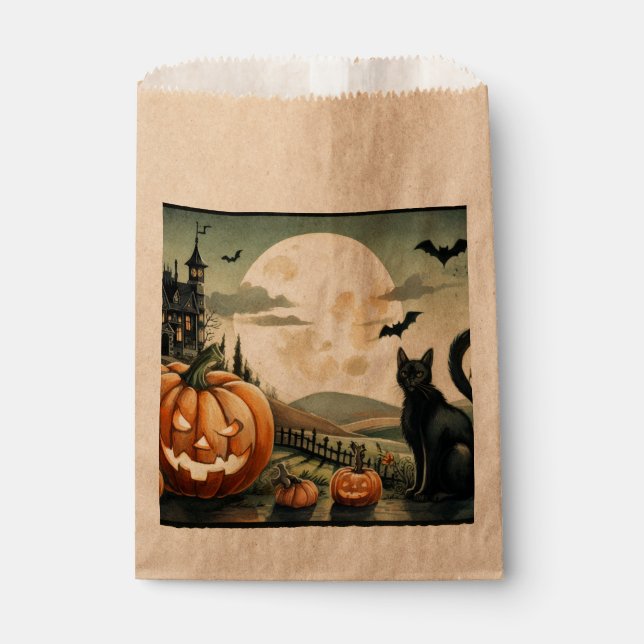 Bolsa De Papel Halloween/otoño/otoño/otoño/calabaza/gato (Anverso)