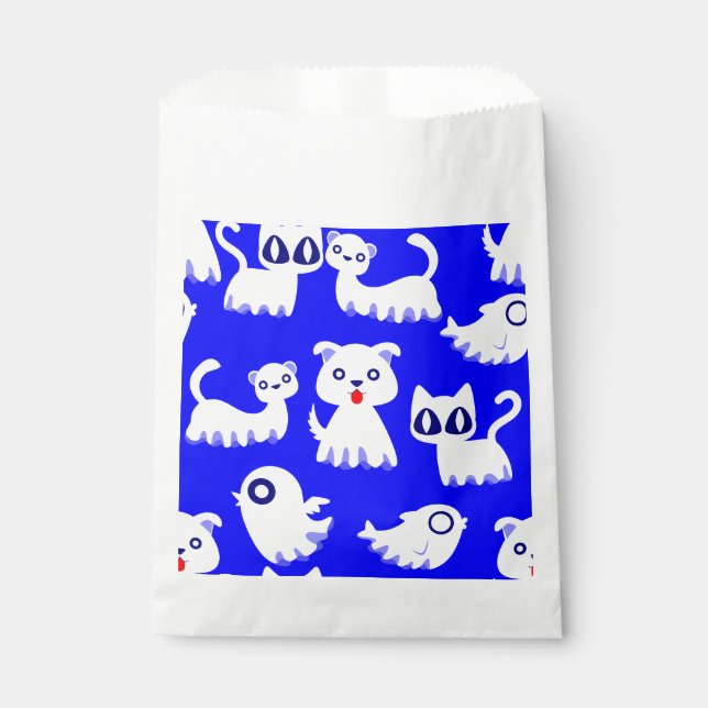 Bolsa De Papel halloween perro de hurón fantasma azul (Anverso)
