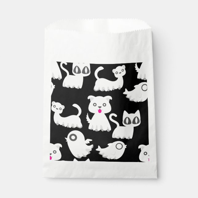 Bolsa De Papel halloween perro de hurón fantasma negro (Anverso)