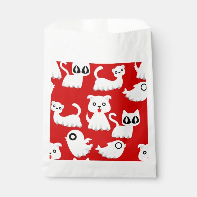 Bolsa De Papel halloween perro de hurón fantasma rojo (Anverso)