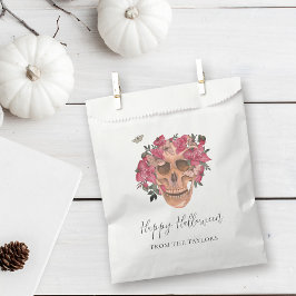 Bolsa De Papel Halloween Personalizado con Cráneo Orquídeo Rosa