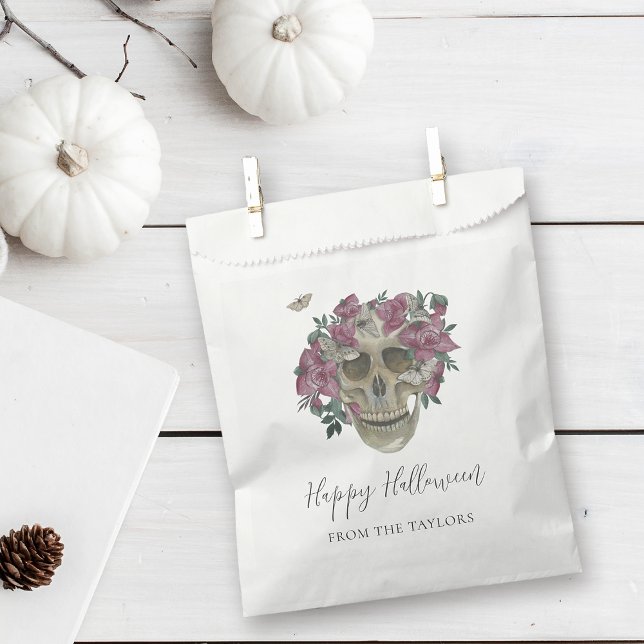 Bolsa De Papel Halloween Personalizado con Cráneo Orquídeo Rosa (Subido por el creador)