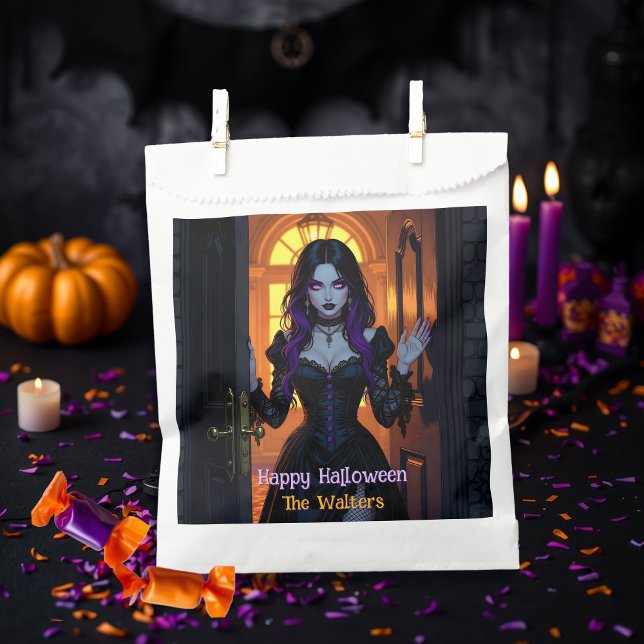 Bolsa De Papel Halloween personalizado de bruja negra y púrpura (Subido por el creador)
