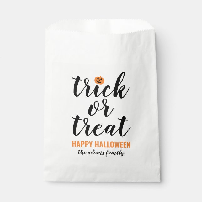 Bolsa De Papel Halloween, Personalizado de escritura moderna, tru (Anverso)
