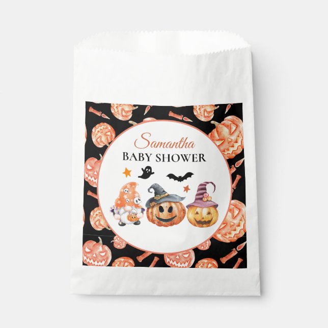 Bolsa De Papel Halloween Pumpkin Baby Shower (Anverso)