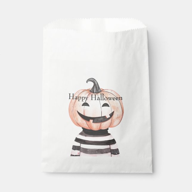 Bolsa De Papel Halloween Pumpkin Head in T Shirt  (Anverso)