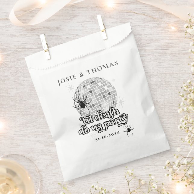 Bolsa De Papel Halloween Retro Spiders & Disco Ball Boda (Cortado)