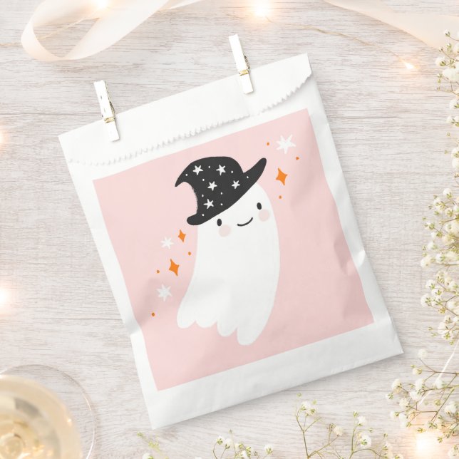 Bolsa De Papel Halloween rosa fantasma Witch (Cortado)