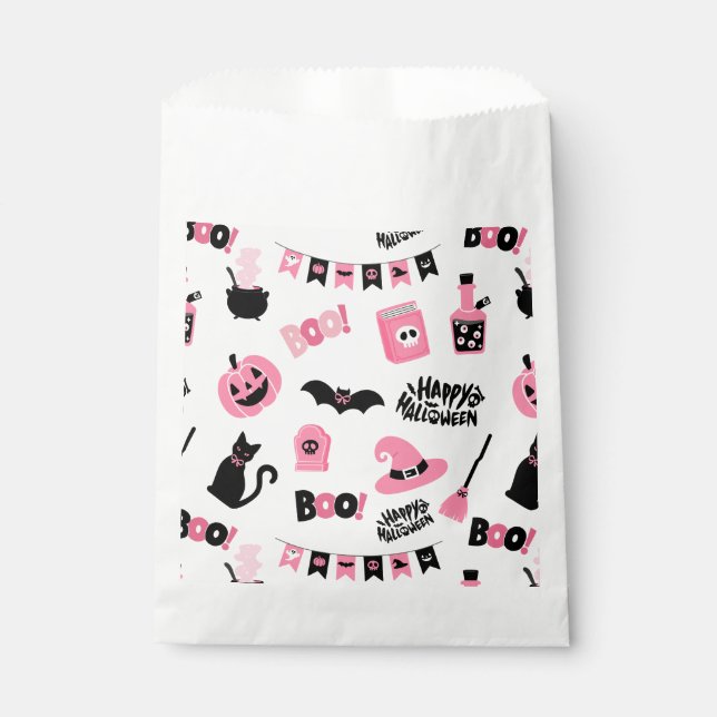 Bolsa De Papel Halloween rosa y negro (Anverso)