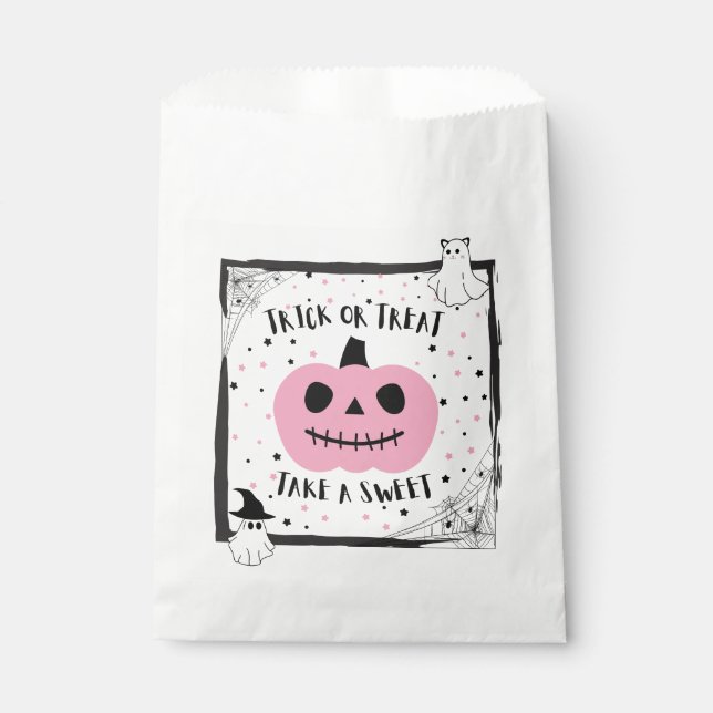 Bolsa De Papel Halloween saquito calabaza truco de caramelo o reg (Anverso)