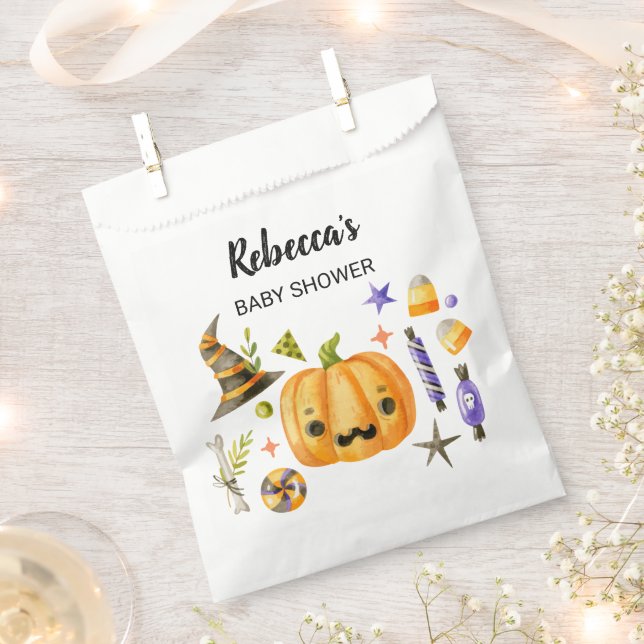 Bolsa De Papel Halloween Un Pequeño Bompkin Baby Shower (Cortado)