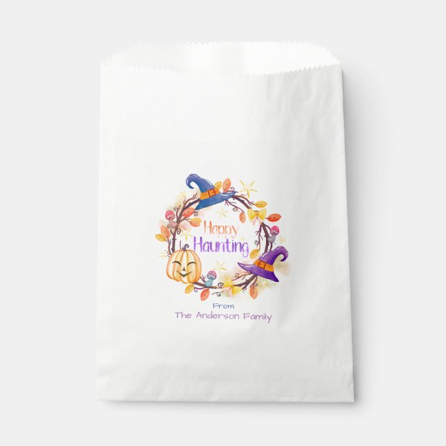 Bolsa De Papel Halloween - Watercolour Wreath "Happy Haunting" (Anverso)